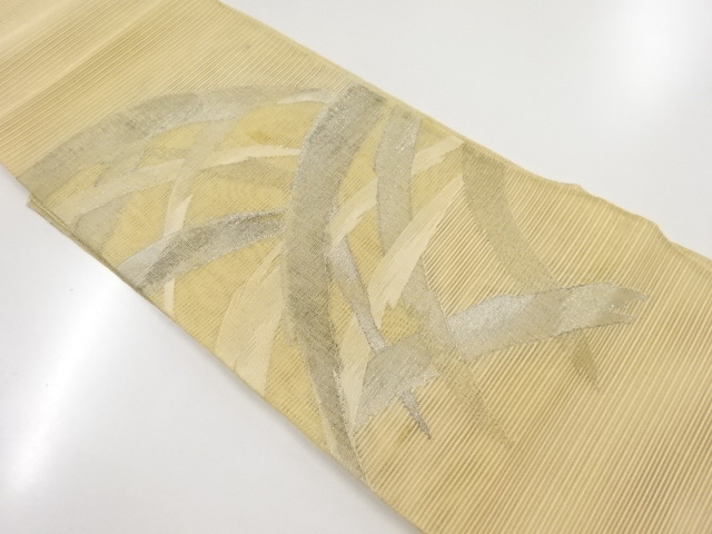 アンティーク　絽綴れ芝草模様織り出し袋帯（材料）